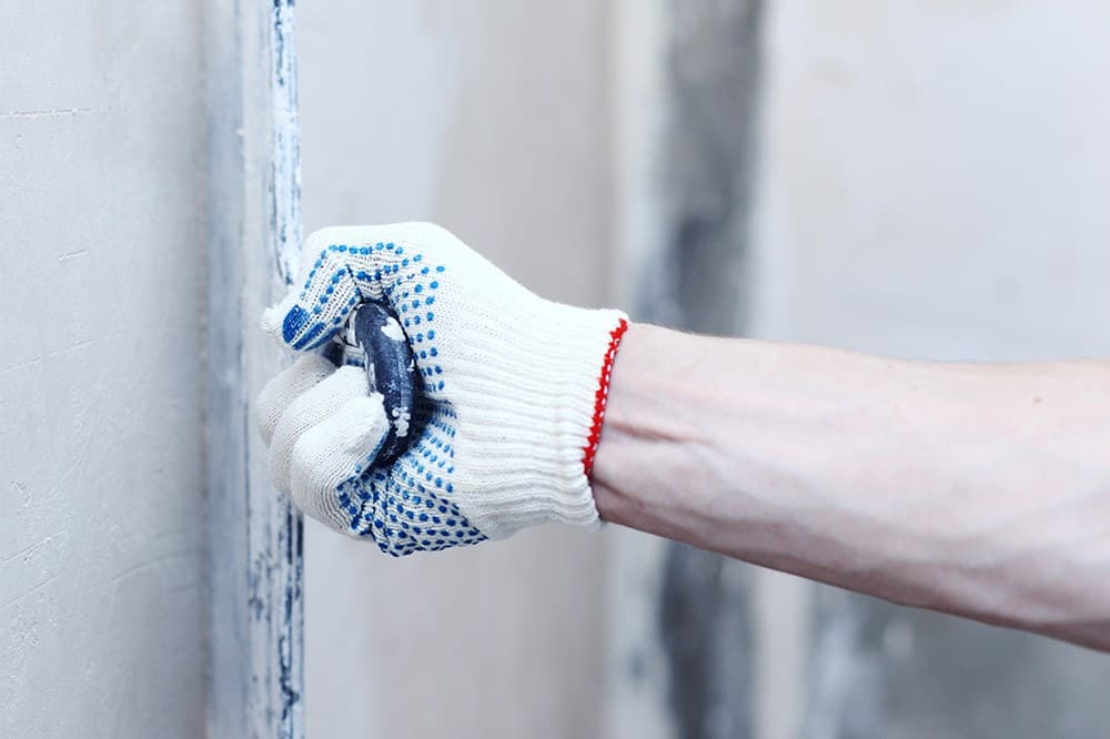 Plaster on a kitchen wall