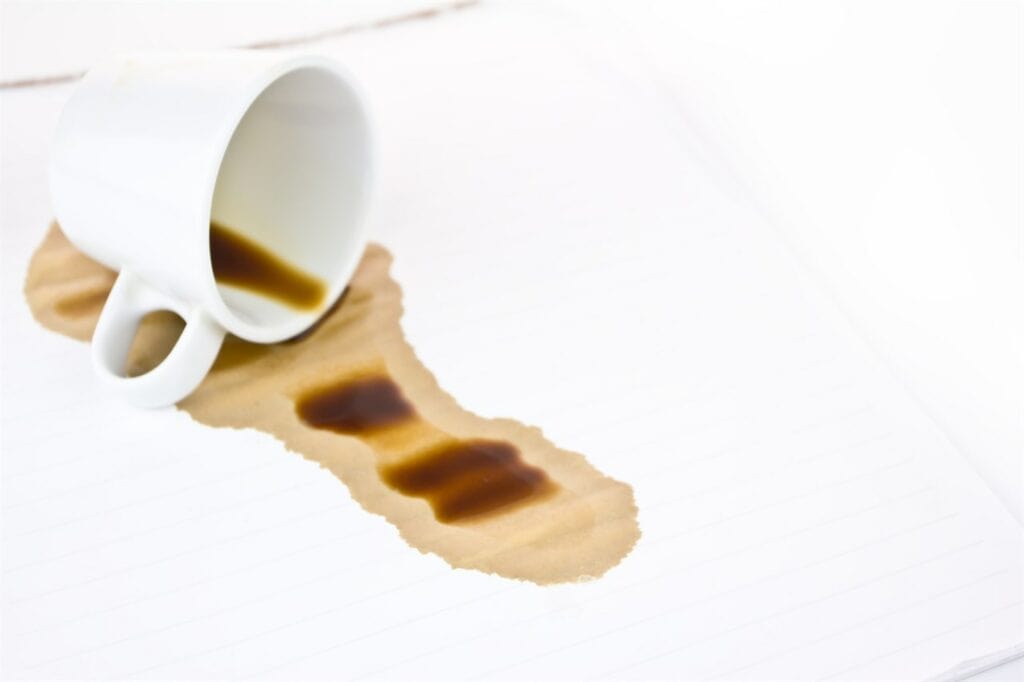 Spilled coffee on a cotton cloth