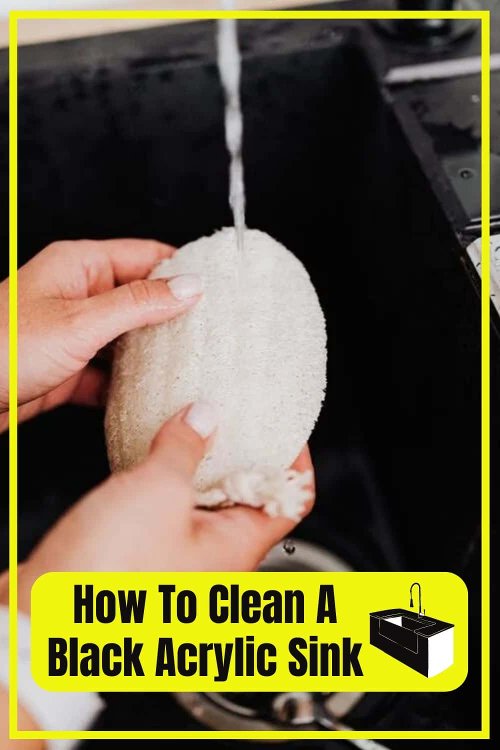 Use a soft sponge and some vinegar to clean a black acrylic sink