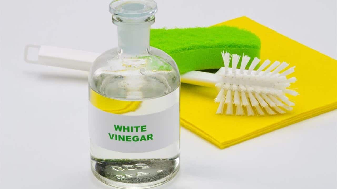 cleaning a coffee pot with white vinegar